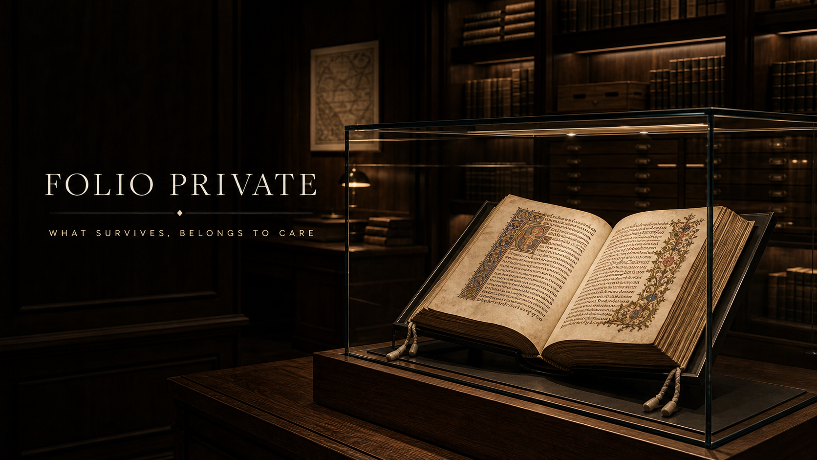 Folio Private What Survives Belongs To Care Rare Manuscripts Campaign 16x9 by Ribbsaeter Advertising, Private Wealth, Culture & Events campaign image