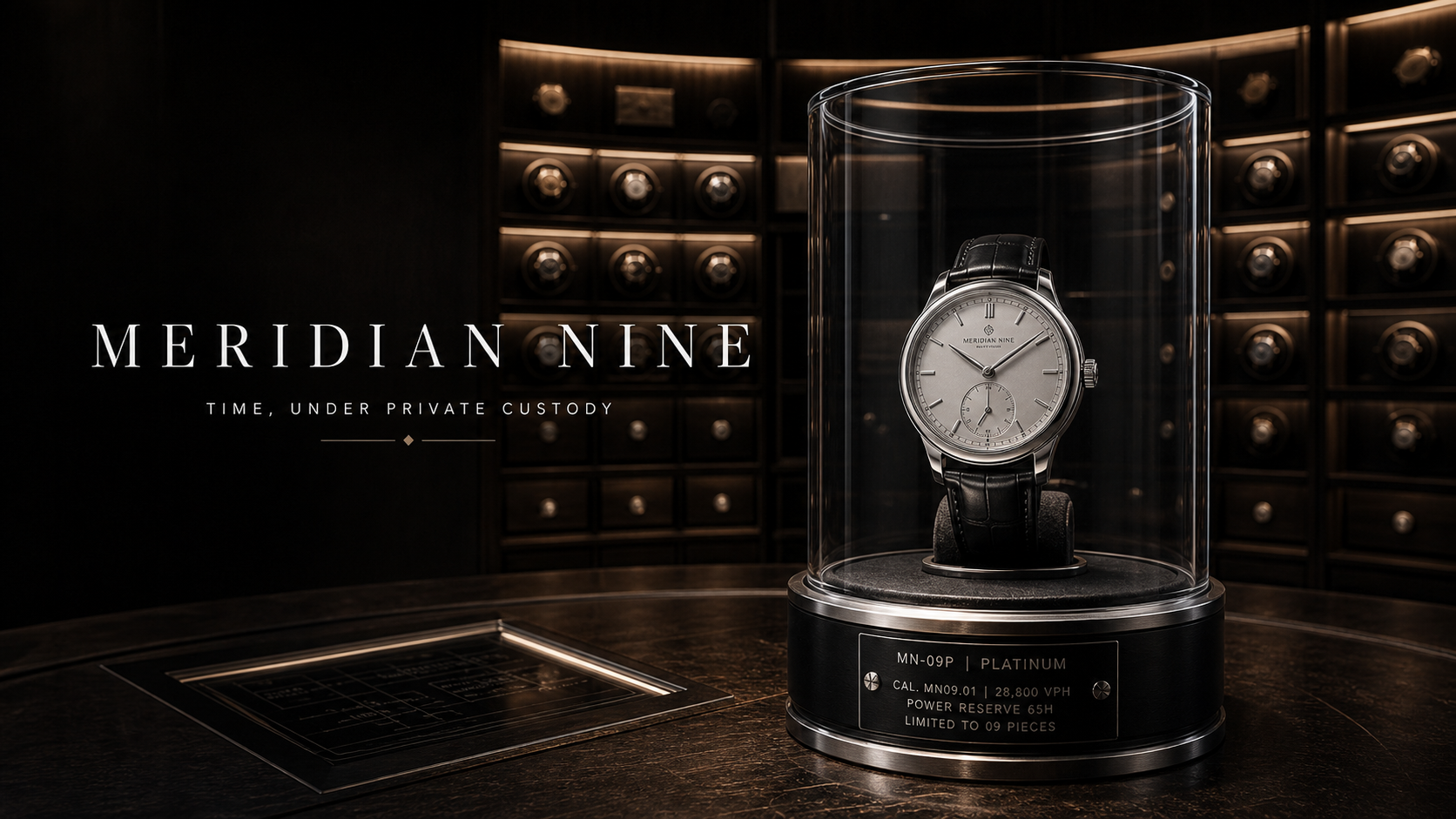 Meridian Nine Time Under Private Custody Watch Vault Campaign 16x9 by Ribbsaeter Advertising, Jewelry & Watches campaign image