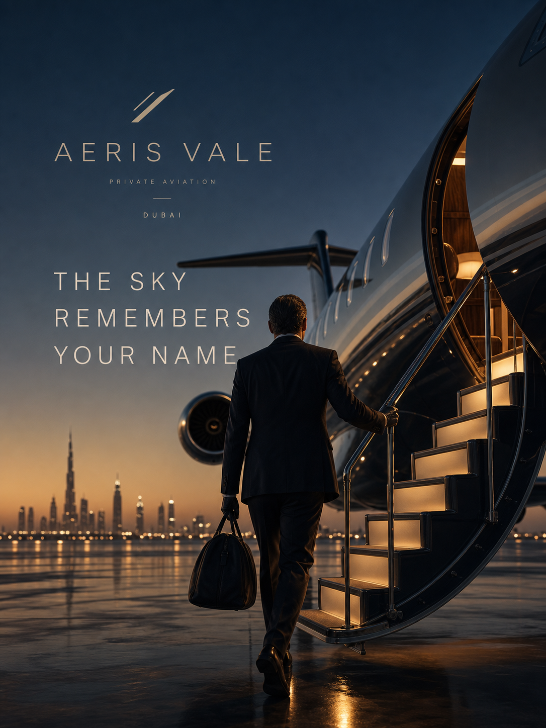 Aeris Vale Sky Remembers Your Name Private Aviation Campaign 3x4 Ribbsaeter Advertising campaign image