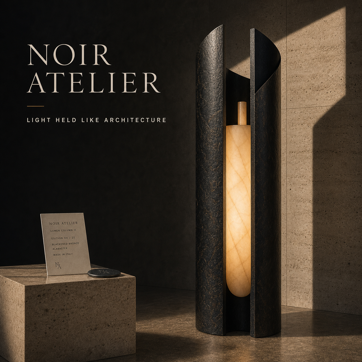 Noir Atelier Light Held Like Architecture Collectible Design Campaign 1x1 Ribbsaeter Advertising campaign image