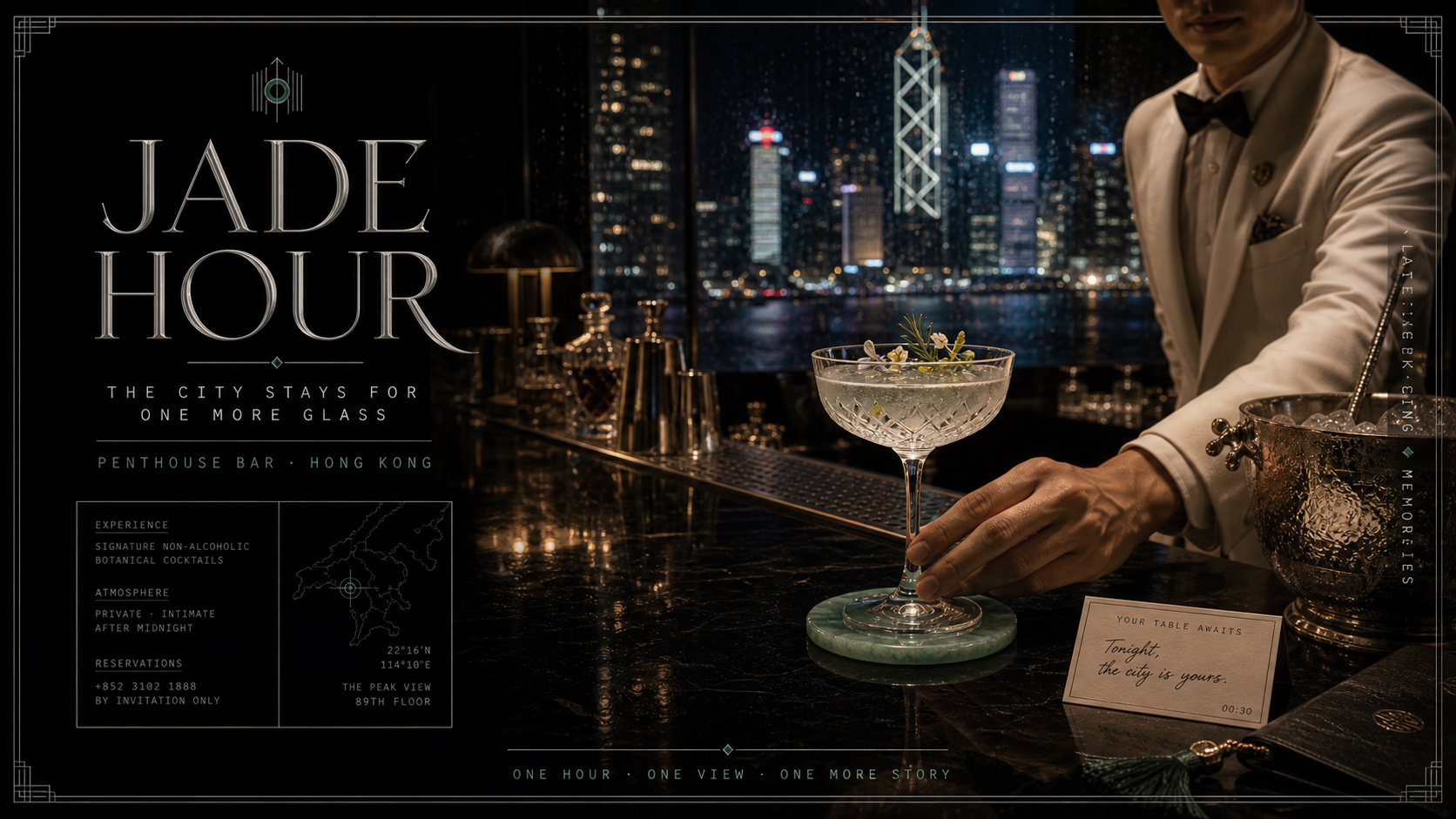 Jade Hour City Stays One More Glass Hong Kong Hospitality Campaign 16x9 widescreen Ribbsaeter Advertising campaign