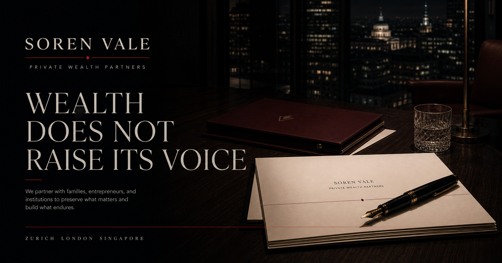 Soren Vale Private Banking Campaign 191x1 by Ribbsaeter Advertising, Private Wealth, Culture & Events campaign image